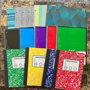 Colorful Composition and Spiral Notebooks Set
